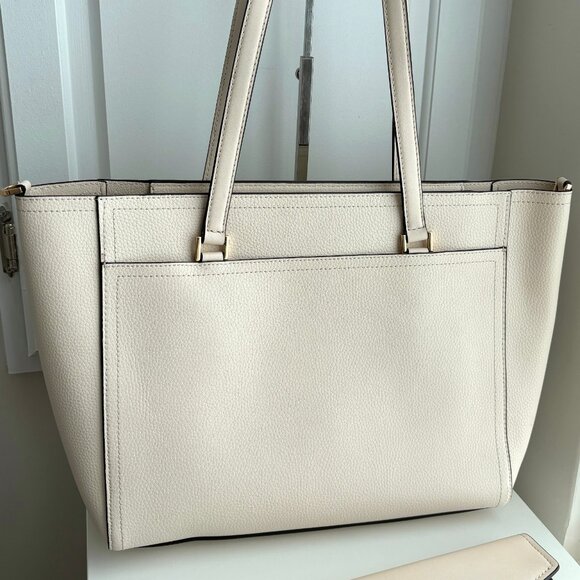 Brand New Michael Kors Tote Wallet Set Light Beige White - Picture 7 of 7
